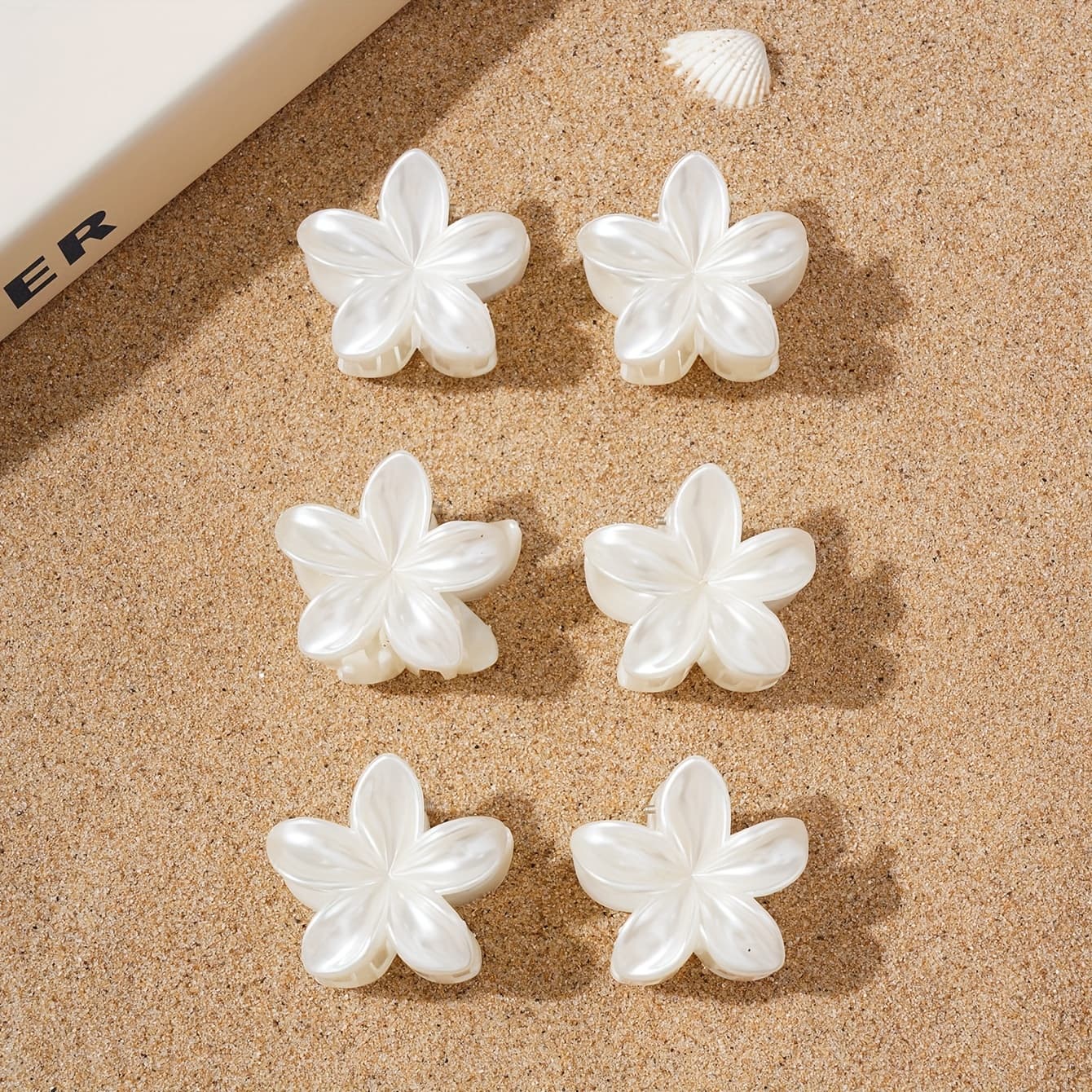 TEMU 6pcs Set Solid Color Frangipani Hair Claw Clip Small Non-slip Ponytail Side Hair Clip Suitable For Women's Versatile Fashion Hair Additions