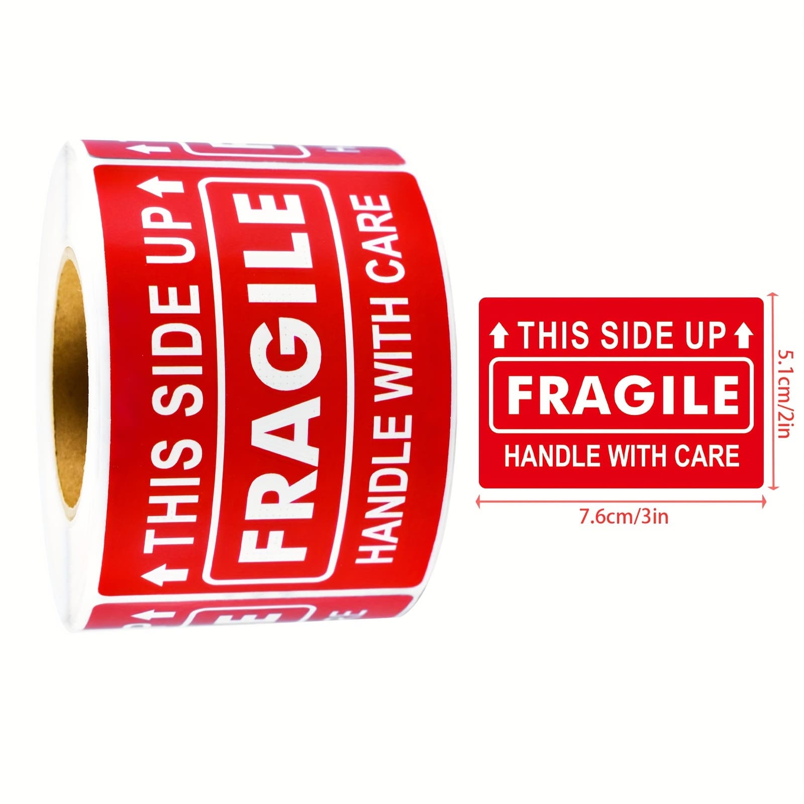 TEMU 300pcs Per Roll/3*2in This Side And Up Easy To Crush, Beware Of Stickers, Warning Box Packaging, Shipping Self-adhesive Labels, Shipping Warning Label Stickers