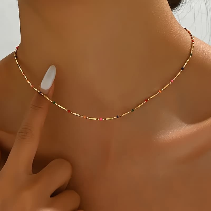TEMU Bohemian Style Copper Chain Necklace For Women - Easy, Versatile, And Perfect For Daily Wear And Gift- - All Accessory