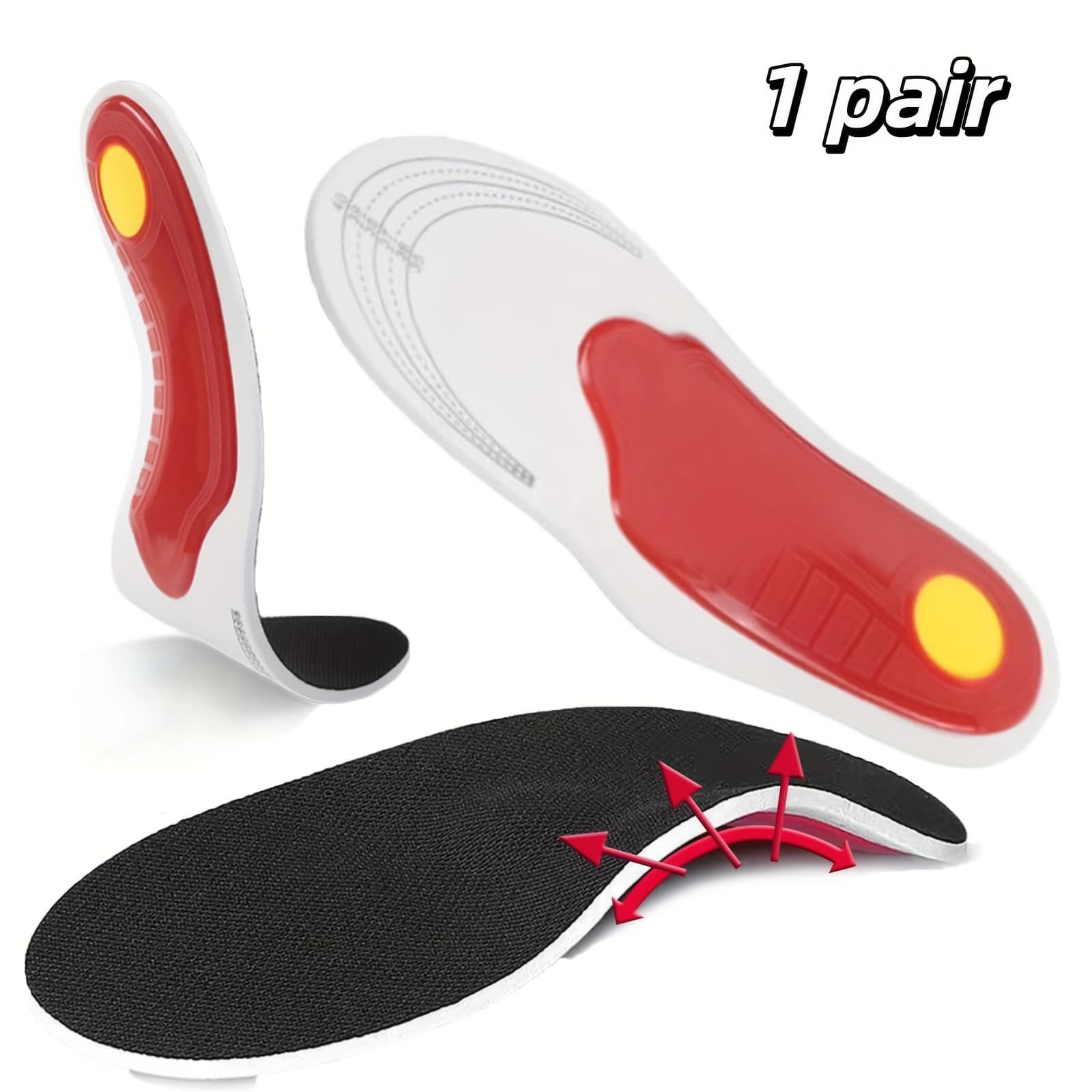 TEMU High Arch Support Insole, Suitable For Flat Foot Insoles, High , Suitable For Male And Female Arch And Sole Flat Insoles
