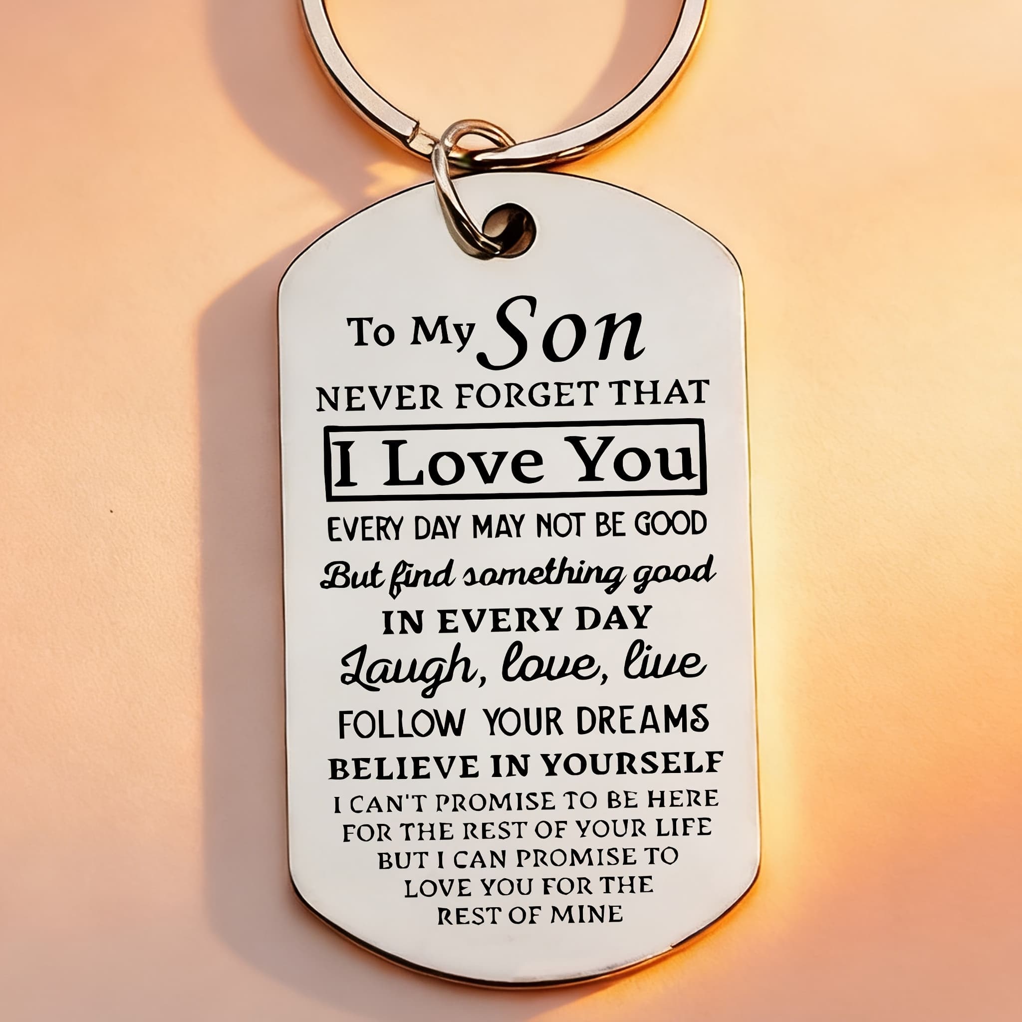 TEMU " To , Son" Stainless Steel Keychain, Unique Birthday Keychain For Son, Themed Birthday Keychain, Perfect Gift For Christmas, Thanksgiving, Halloween And Anniversaries