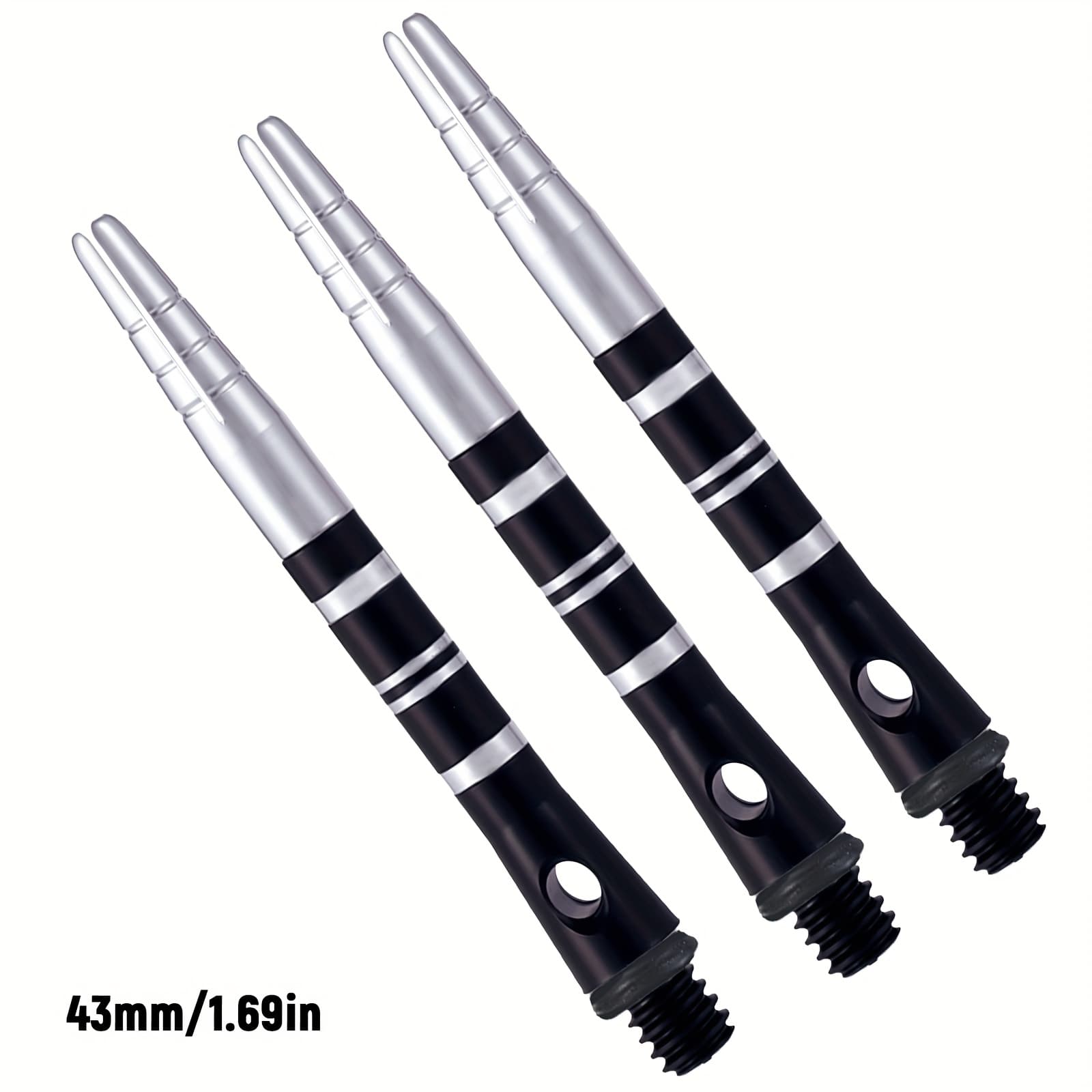 TEMU 43mm Rotatable Aluminum Alloy Dart Shafts 3pcs - 360° Spinning Interchangeable Accessories With Options Throwing