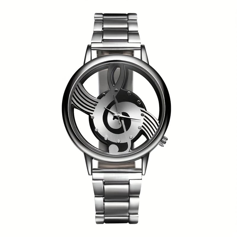 TEMU Watch Featuring A Unique Music Score Design Dial, With A Stainless And Quartz Movement For Men