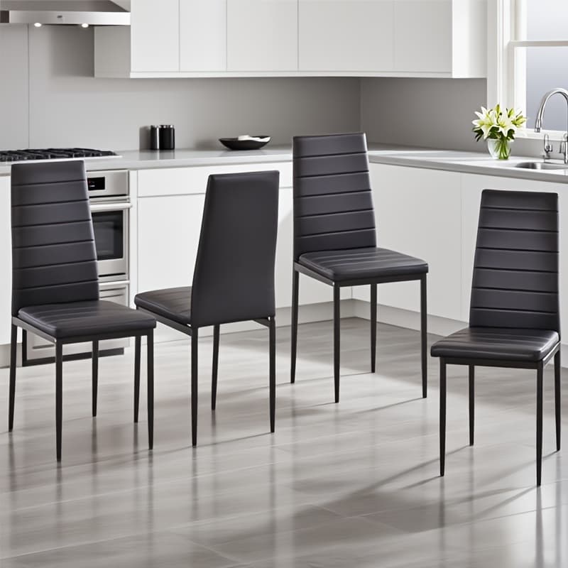 TEMU Set Of 4 Dining Chairs, Premium Faux Leather Chairs Perfect For Compact Kitchens And Dining Areas, Easy To , Home Furnishings, Great Gift For Couples For New Year Or Christmas Housewarming