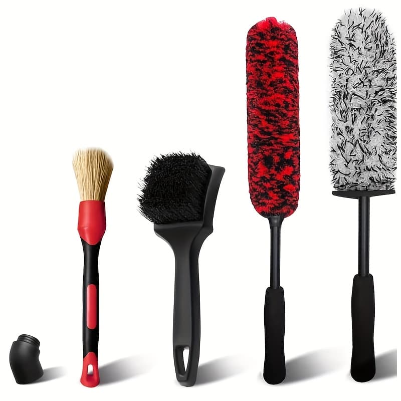 TEMU 5pcs Car Wheel Brush Set, Scratch-resistant Microfiber Deep Tire Cleaning Brush, Detail Brush, Cleaning Set