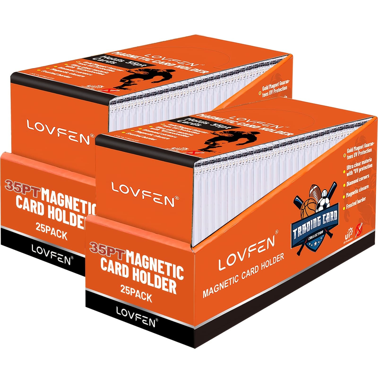 TEMU Lovfen 100ct Magnetic Card Holder25/50/100/200/400ct, Ultra-thin 35pt Single Touch, U-v Protectors Hard Plastic For Trading Cards, Magnet Case, Sports, Game, Football, Baseball