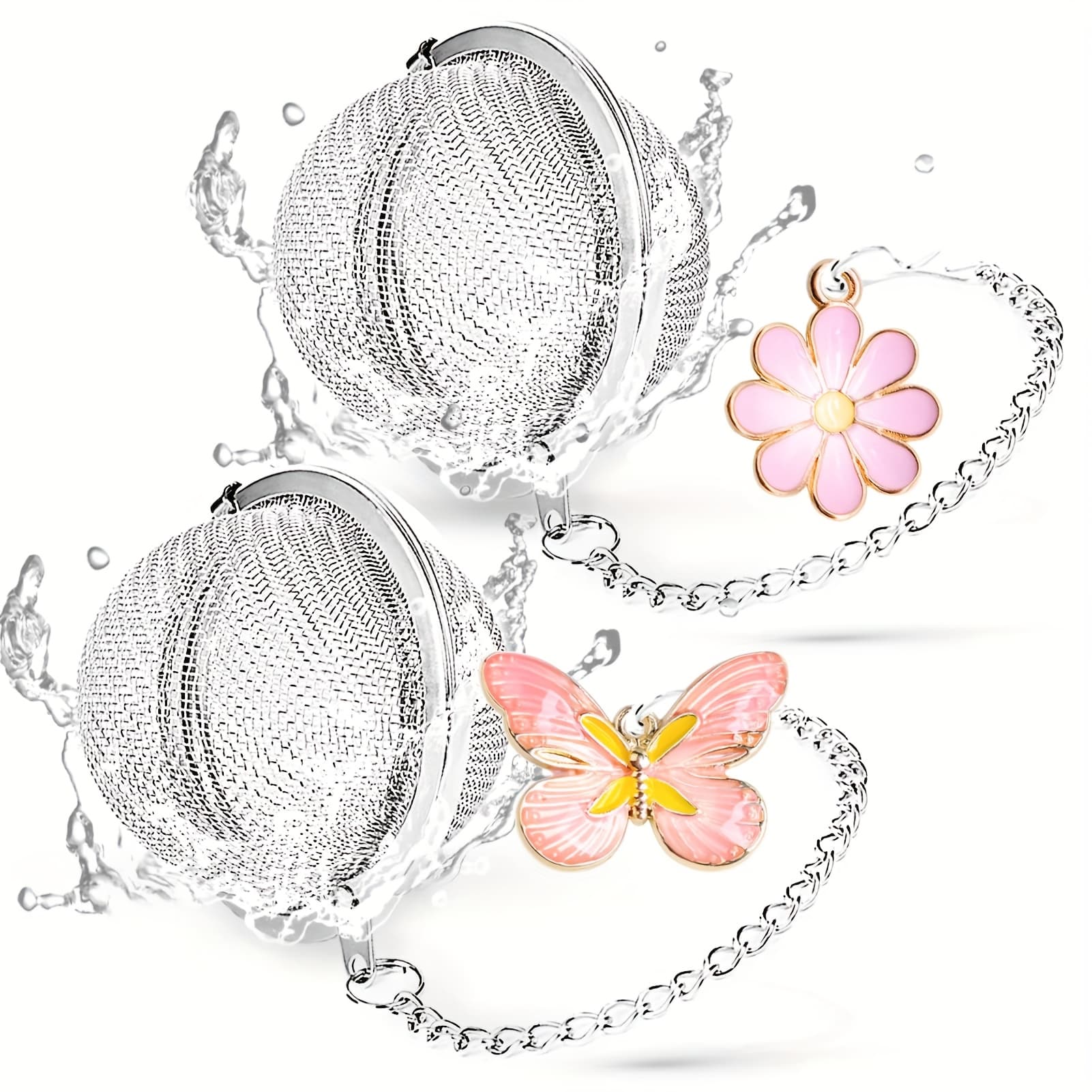TEMU 2pcs-tea Infuser For Loose Leaf Tea With And Flower Charms - Stainless Steel Tea Strainers