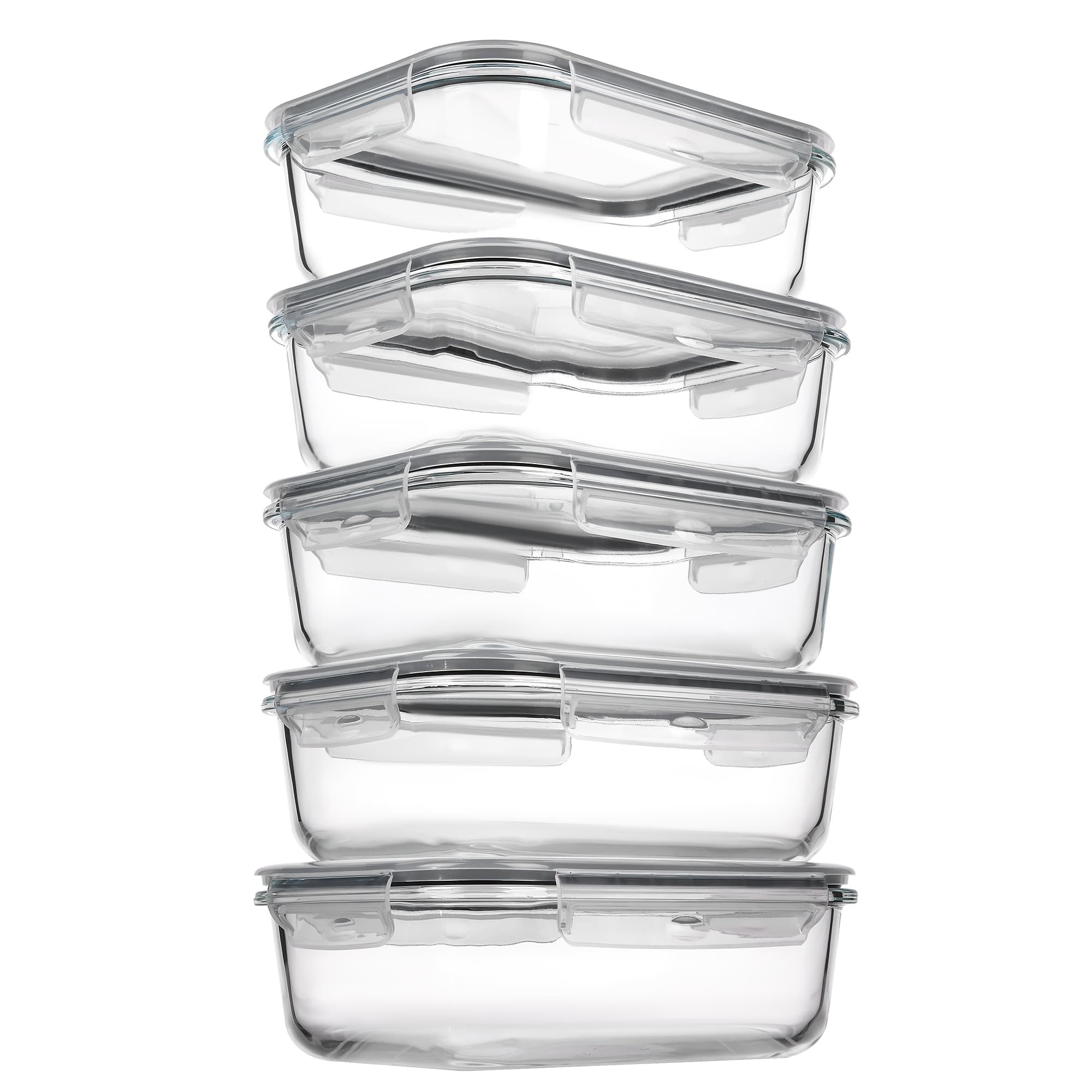 TEMU 5 Pack Glass Food Storage Containers With Lids, Fresh Container, Airtight Reusable Meal Prep Lunch Container Set, Safe For Oven, Microwave, Freezer, And Dishwasher