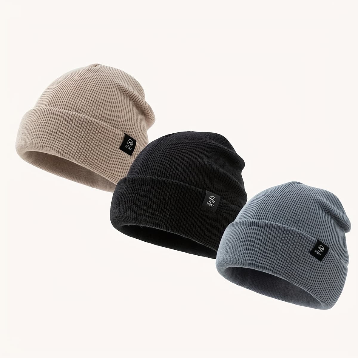 TEMU 3-pack Unisex Brimless Beanie - Outdoor Sports Hat, Casual Slouchy Beanies