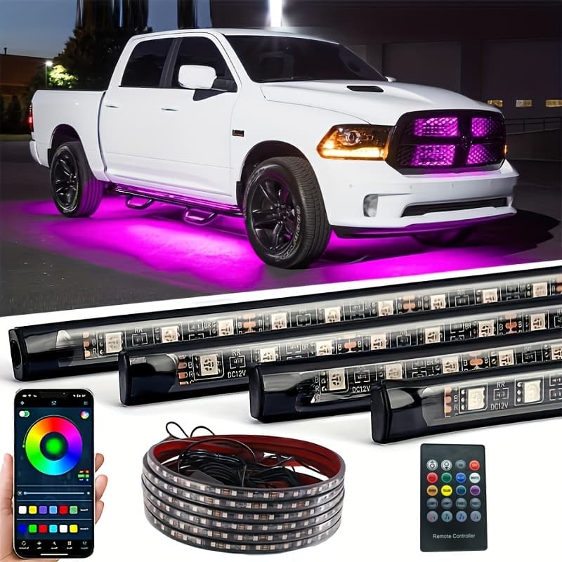 TEMU 90cm X 120cm (35.4" .2") Car Chassis Led Light Strip - App-controlled 16 Million Colors, 39 , Music Sync, 12v Fit For Trucks, Suvs, Sedans - Durable Flexible Decorative Lighting