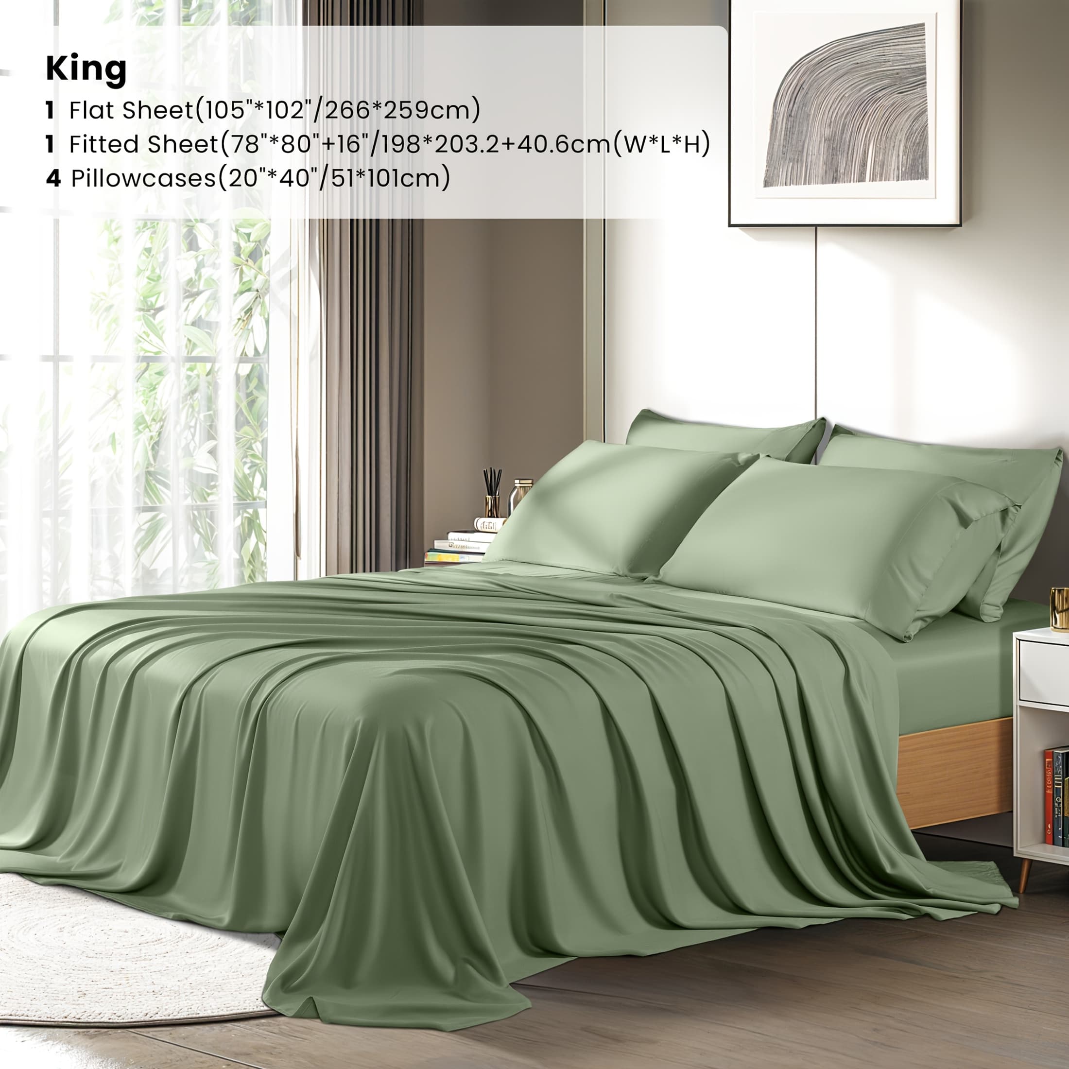 TEMU 6pcs Bamboo Bed Sheets Set, Luxury Silky Breathable Sheet Set, Ultra Soft Sheet For Sleepers, 16" Deep Pocket, California King/king/queen/full Size Sheets, Valentine's Day Gift For Him/her