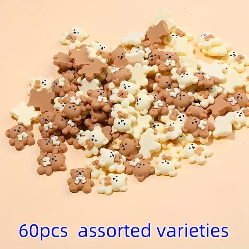 TEMU 60/25pcs Random Mixed Mixed Color Bear Decoration, For Jewelry Making, Mobile Phone Case, Hair Clip, Design Jewelry Making, - Very Suitable For Creative And Art Projects! Bead Assortments
