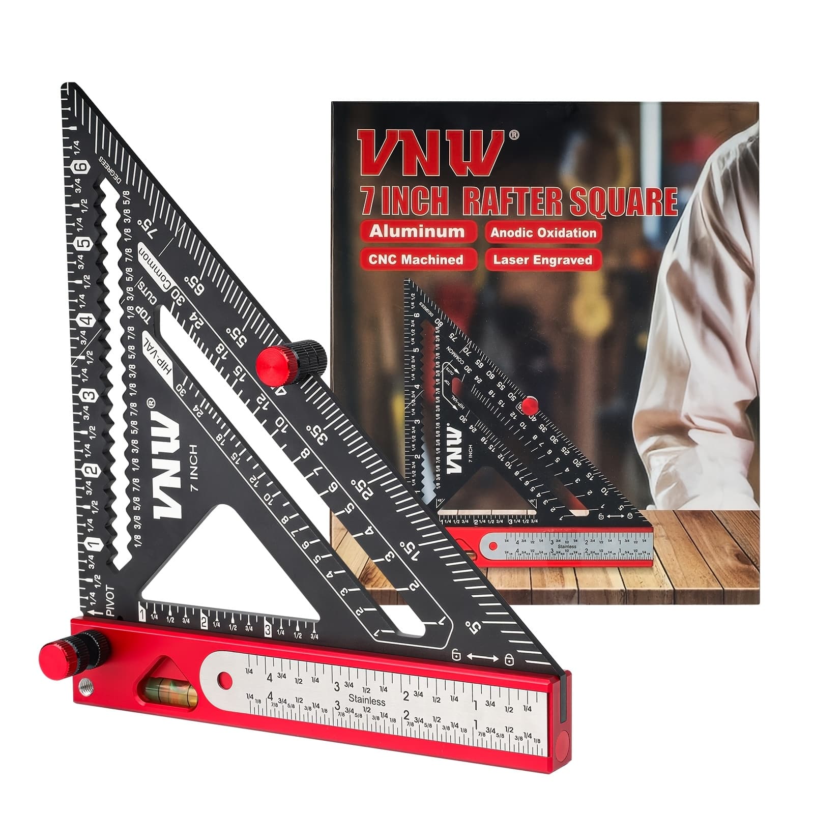 TEMU Vnw Carpenter Inch, Aluminum Square, Carpenter Square Tools: Square, Protractor, Small Ruler, Markinggauge, T- Gauge, Bubble Level