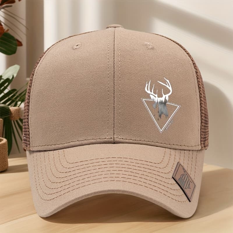 TEMU Makefge Unisex Outdoor Deer Print Baseball With Deer & Antler - Lightweight Breathable Mesh Back, Adjustable For - Hiking, Fishing, Camping Hat Suitable For Summer, Spring, - Use