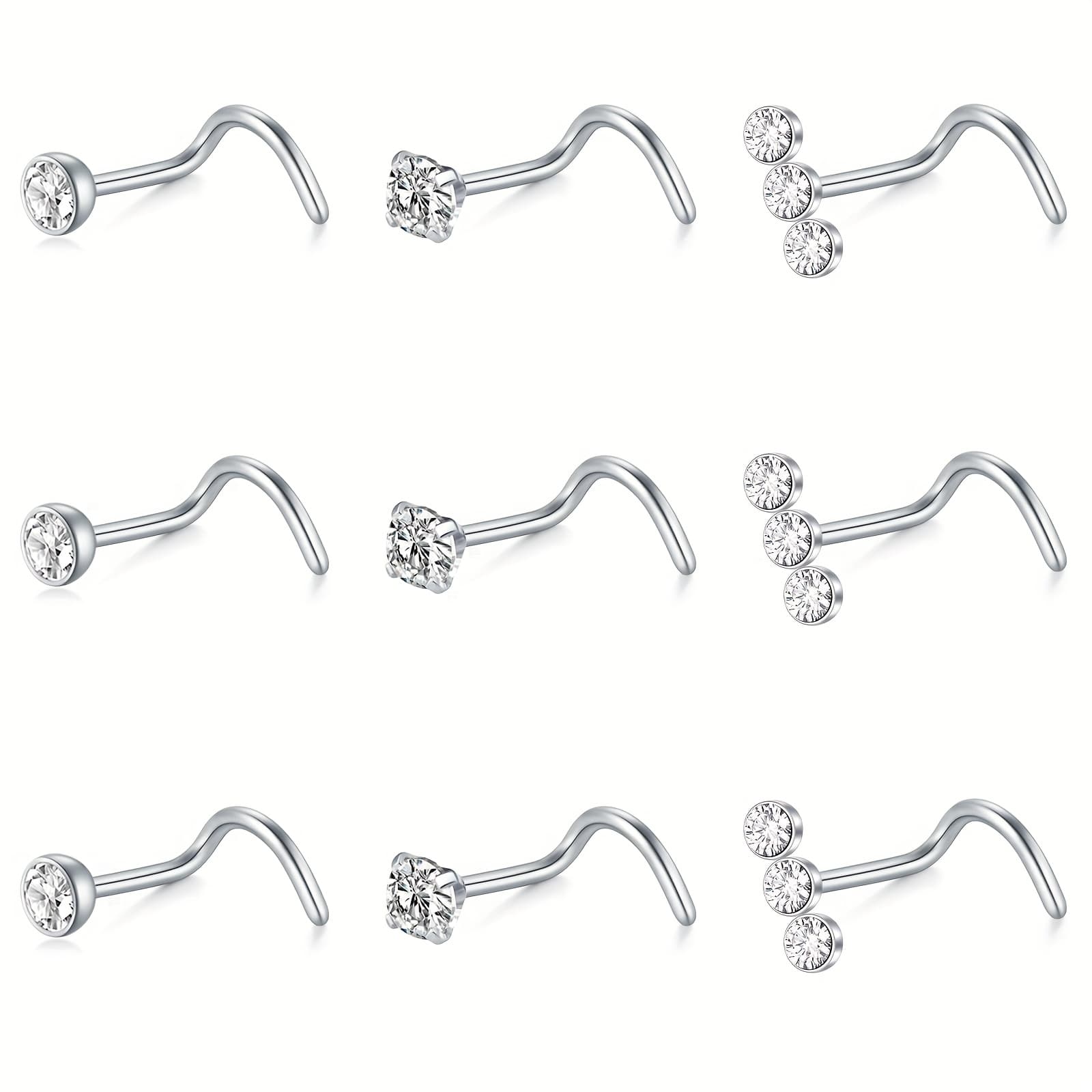 TEMU Stainless Steel Nose Ring Nose Nail Nose Screw Nose Screw Bone Heart Shape Nose Ring Nostril Nose Pierced Jewelry