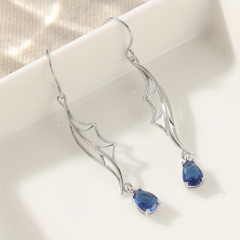 TEMU Dragon Style Earrings, Cubic Synthetic Zirconia Earrings, Silvery Dangle Earrings
