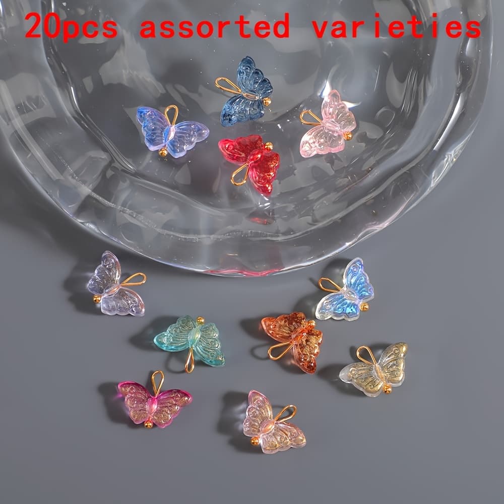 TEMU 20pcs Random Cute Small Pendants, Glass Bead Jewelry Additions, Earring Necklace Supplies
