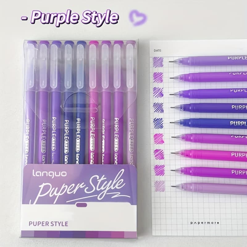 TEMU 9pcs Set Morandi Vintage Journaling Pens, Drawing And Doodling Pens, Refillable Colored Gel Ink Pens