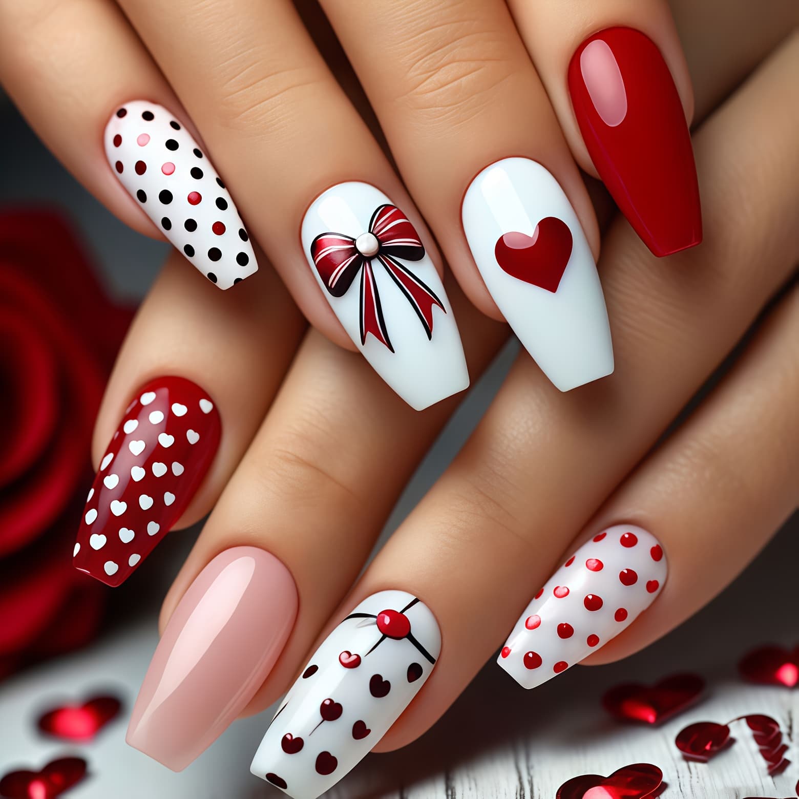 TEMU New Year Valentine's Day Heart Nail Art