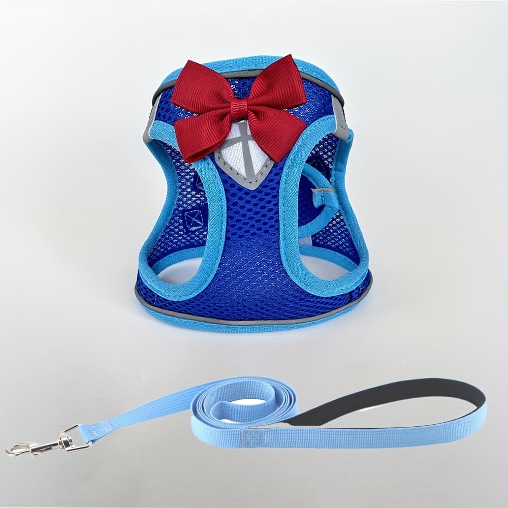TEMU Dog Harness And Leash Set, Breathable Mesh Pet Harness, Reflective Adjustable Puppy Vest, Suitable For Small Dogs And Cats