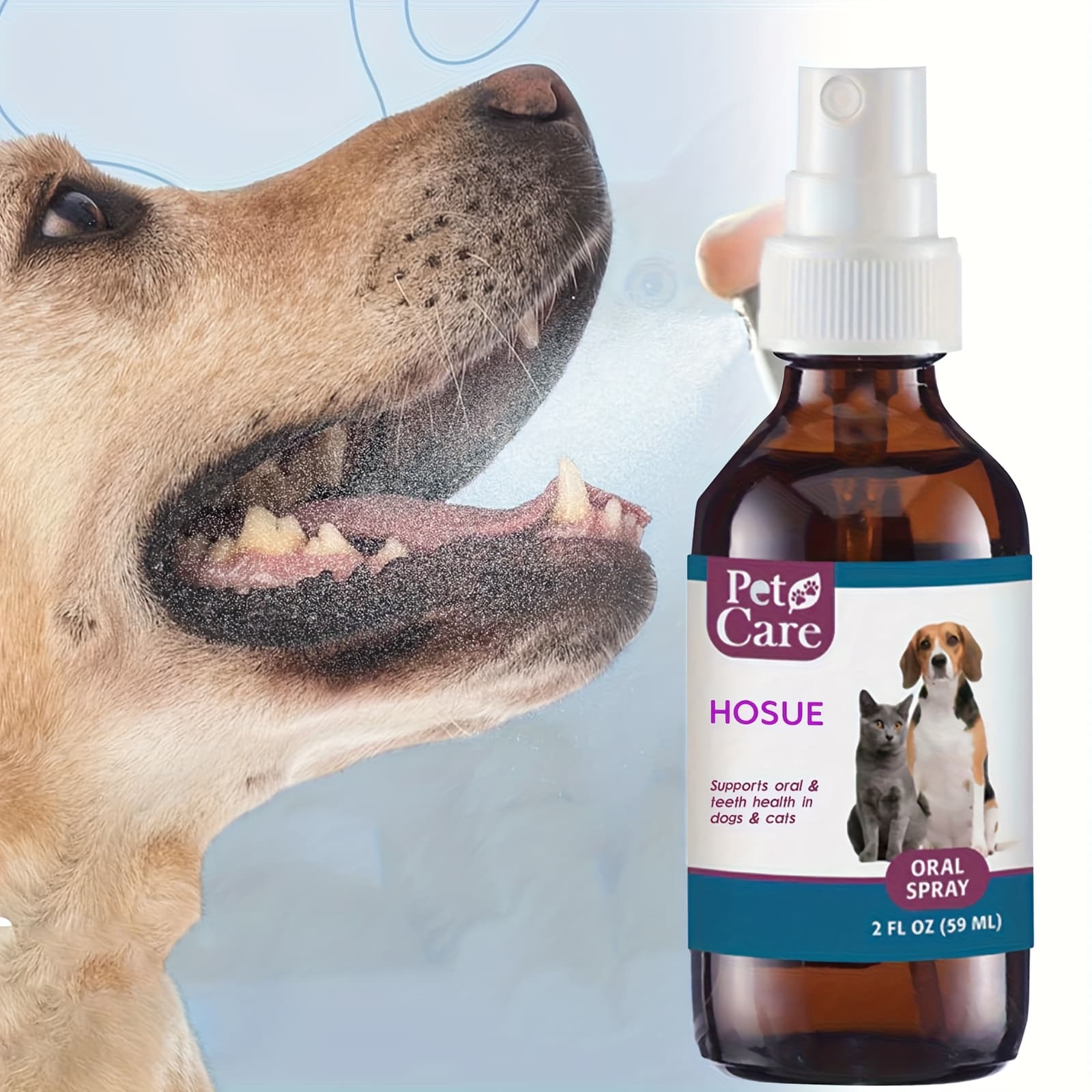 TEMU 60ml Pet Oral Cleaning Spray For Dogs And Cats - Freshener And Cleaner, No Brushing Required, Reduces Odor, Breath, Cleans Teeth, Pet Oral Care |easy Spray Application |