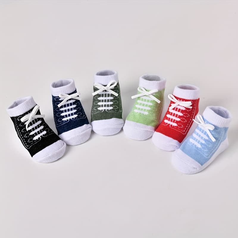 TEMU 3/6 Pairs Newborn Baby Breathable Ankle Socks With Lace-up Closure - Soft Comfy First Walking Shoes, Sock Boots () - Hand Wash 3-+