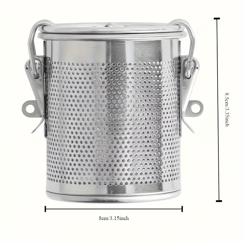 TEMU 1pc Extra-large Stainless Steel Flavoring Device, With Safety Snap Cover And Chain Hook - Fine Mesh Tea Filter, High-temperature Flavoring Basket, Suitable For Home, Restaurant And Camping Use