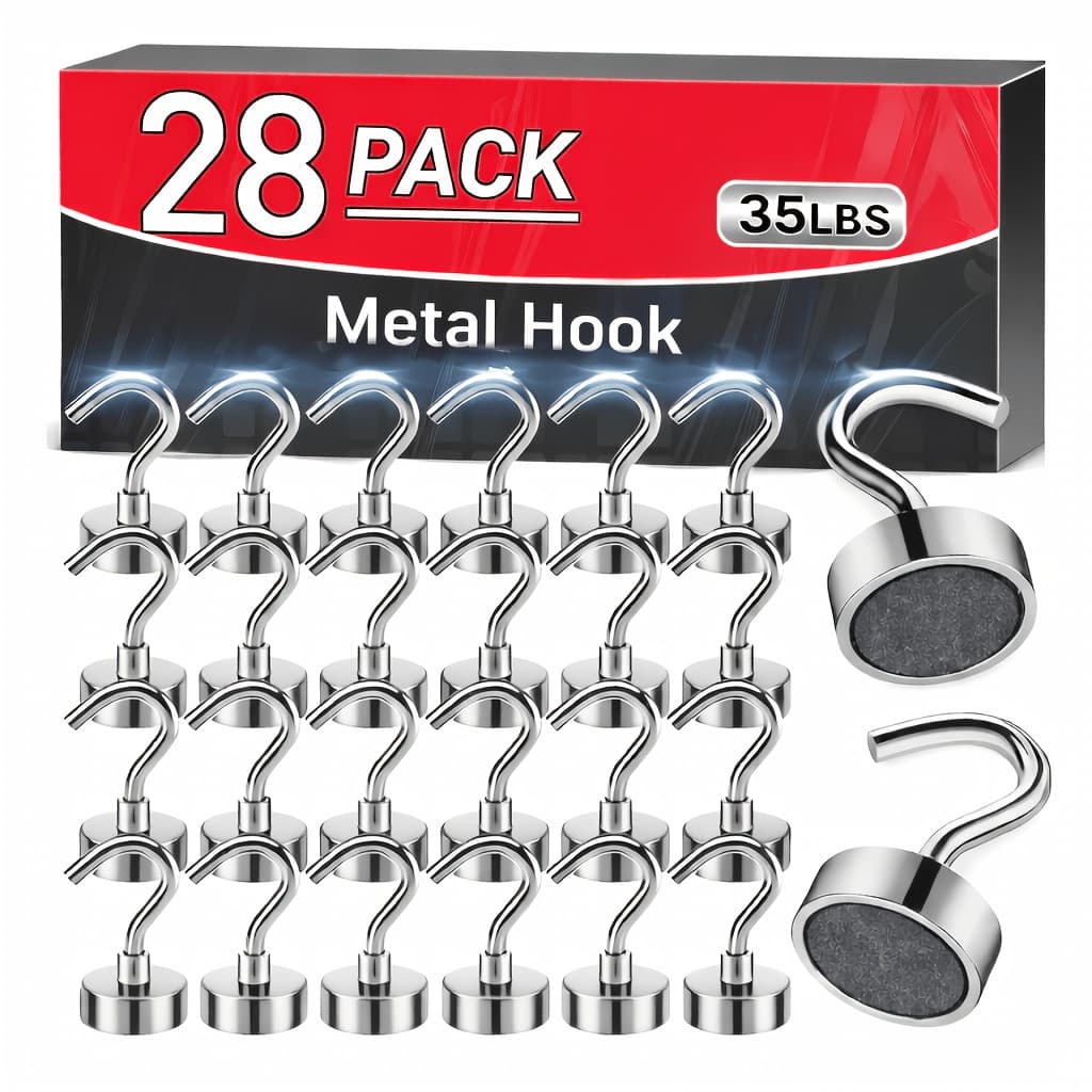 TEMU Sidiper 28pack Fridge Metal Hook, Heavy Duty Refrigerator Metal, Fridge Metal Hooks For Hanging, Home, Kitchen, Workplace, Office (16mm), Utility Hooks