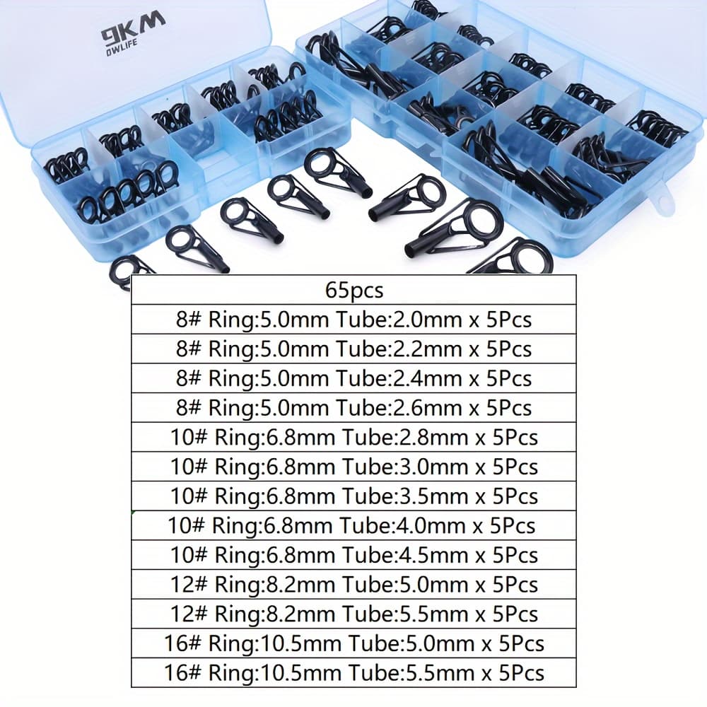 TEMU 9km Fishing 20/25/35/45/60/65pcs Rod Head Repair Kit Rod Head Replacement Kit Fishing Rod, Stainless Steel Ceramic Guides, Rod Building Eyelet Repair Kit Fishing Gear And Equipment