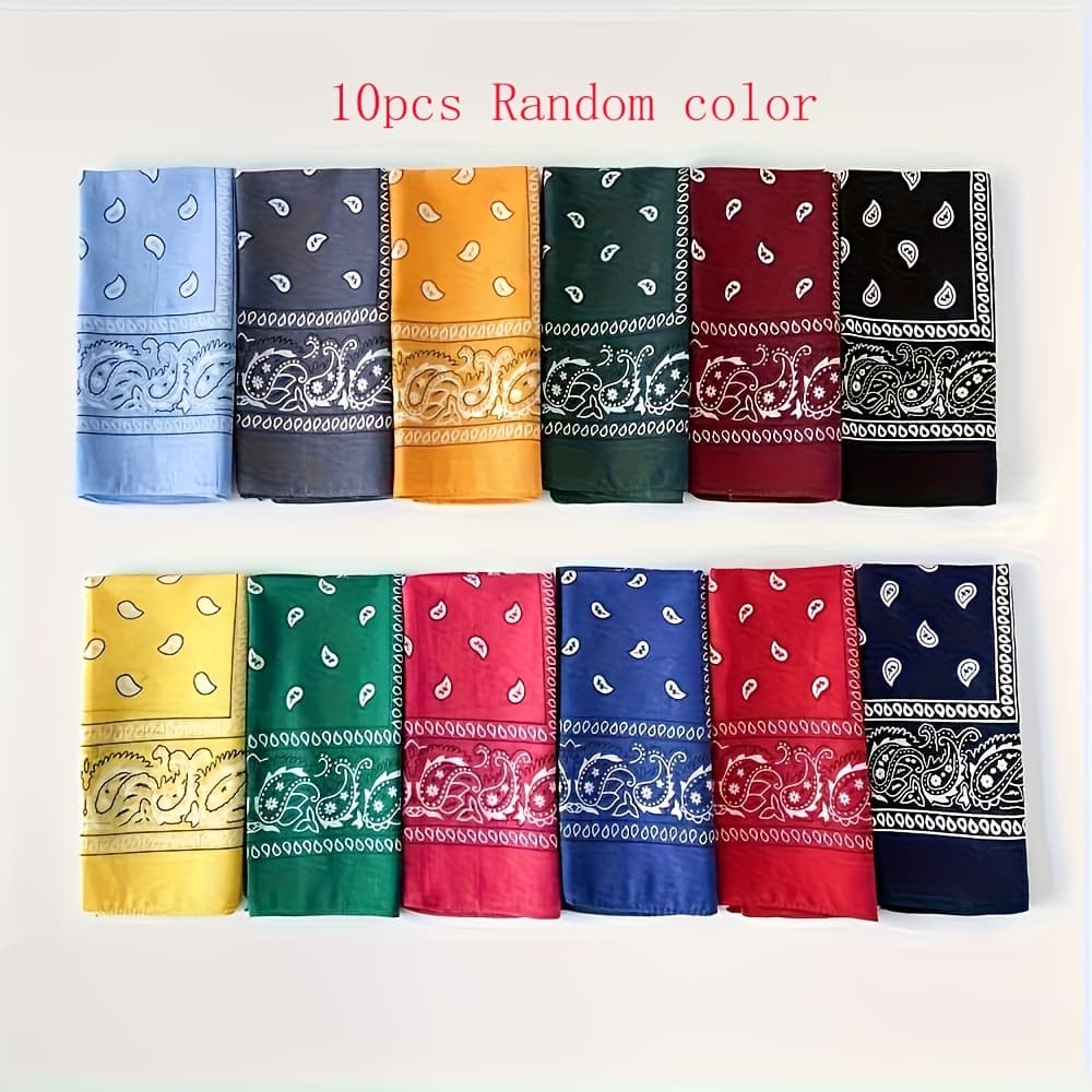 TEMU 10pcs Spring And Summer Women's Scarves, Square Scarves, Versatile And Decorative Headscarves, Bohemian Decorative Headscarves, Mixed And Random Colors