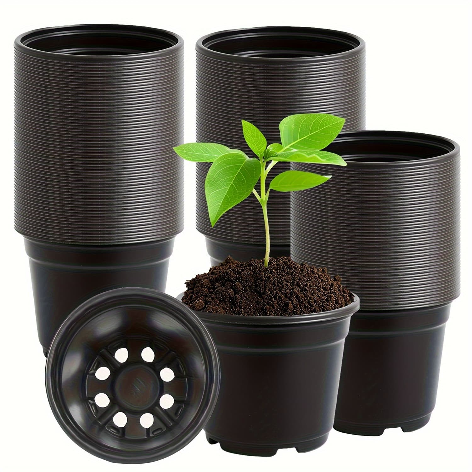 TEMU 110pcs 4 Inch(about 10cm) Clear Nursery Pots For Plants, Flexible Plastic Plant Pots With Drainage Holes, Transparent Seed Starter Pots Pack For Succulents, Seedlings, Flowers, Vegetable