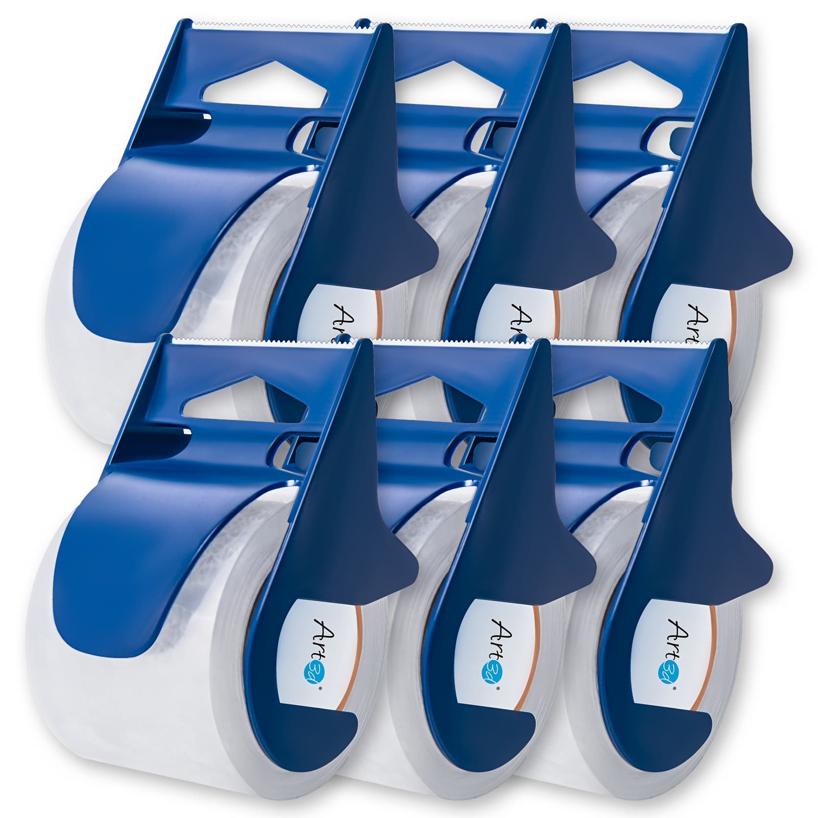 TEMU Heavy Duty Packaging Tape With Dispenser For Shipping, Clear, Packing And Moving Supplies, 1.88" X 30 Yds, 3.86x3.86x1.89 Inch, 6 Count (pack Of 1) With Dispensers