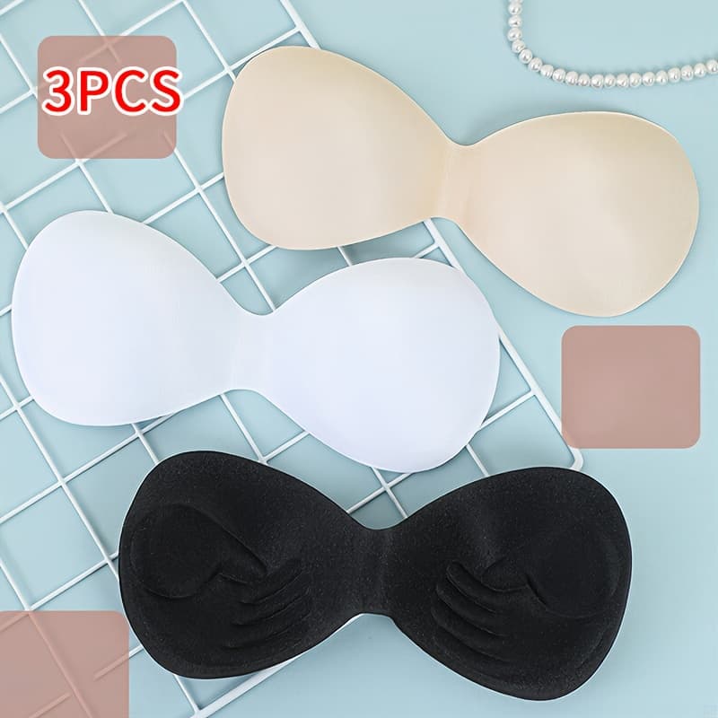 TEMU 3pcs Pads & Enhancers For Flat Chest, Thickened Lined Bra Spacer Underwear Pad For Chest Enhancement, Special Artifact For And