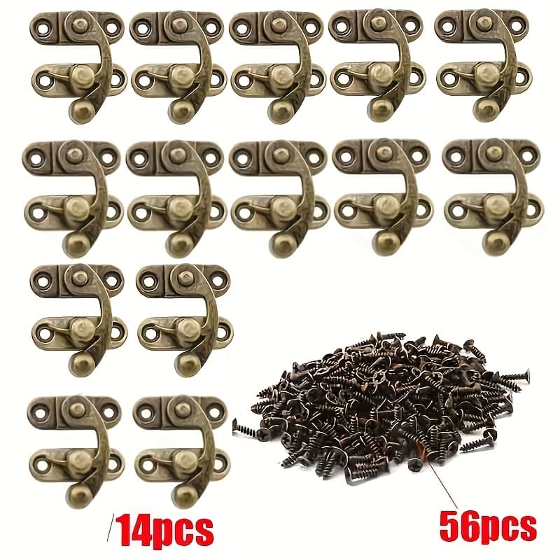 TEMU 70pcs Vintage Bronze Alloy Hinges With Screws, Suitable For Jewelry Boxes And Decorative Accessories, Vintage Cabinet And Toolbox Hardware, Durable Metal Fittings For Rustic Home Decor