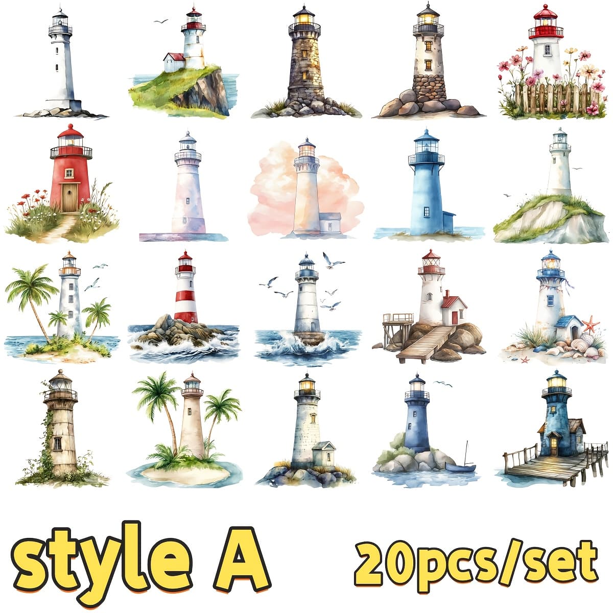 TEMU 2d Flat 20pcs/set Seaside Scrapbooking Stickers 2d Flat, 2d Flat