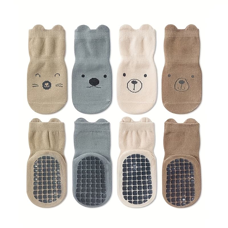 TEMU 4 Pairs Comfy Breathable Non-slip Socks For Baby Toddlers