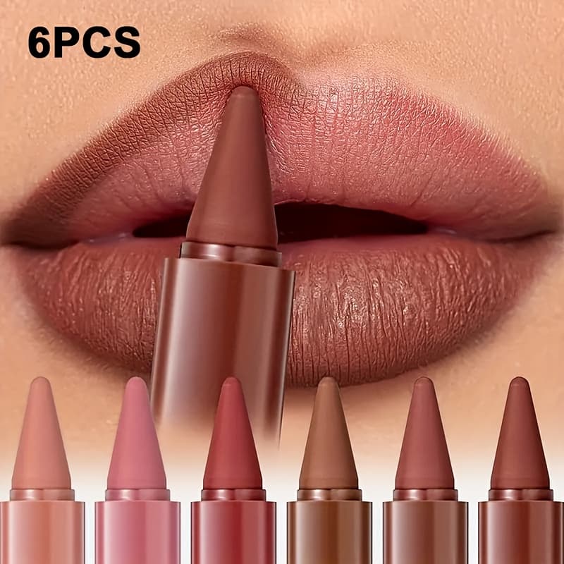 TEMU Long Lasting Mist Matte Rotating Lipstick Pen Natural Waterproof Lip Liner Set, Suitable For Beginners To Use Lip Liner Lipstick