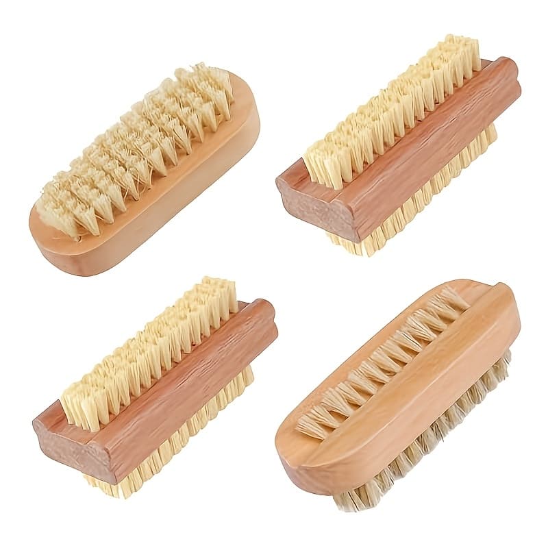 TEMU 4pcs Double-sided Wooden Nail Brushes - 2 Kinds, - , Feet And Nails
