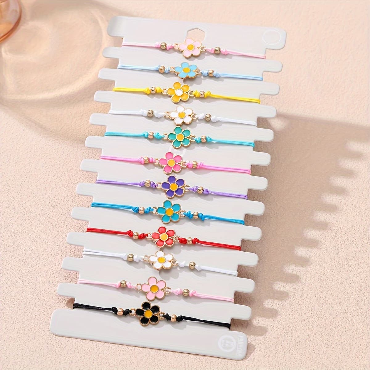 TEMU Set Of 12 Cute Handmade Bohemian-style Flower Bracelets, Unique Additions For
