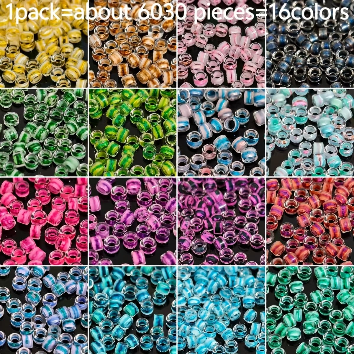 TEMU 6030 Mini Ink Beads - 16 Vibrant Colors, 2.5mm Cylinder Glass Beads Set For Jewelry Making, Earrings, Keychains And Bracelet Handmade Material Decoration Beads