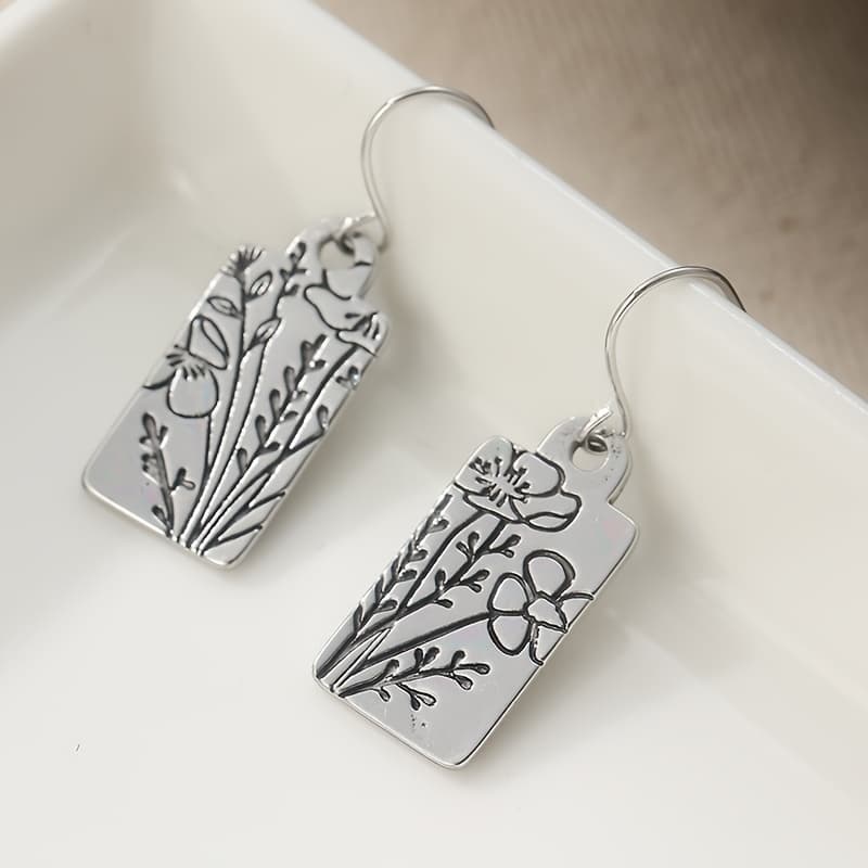TEMU Small Shiny Floral Earrings - Handcrafted Easy Earrings - Plant-inspired Earrings - Present For Ladies - Delicate Drop Earrings