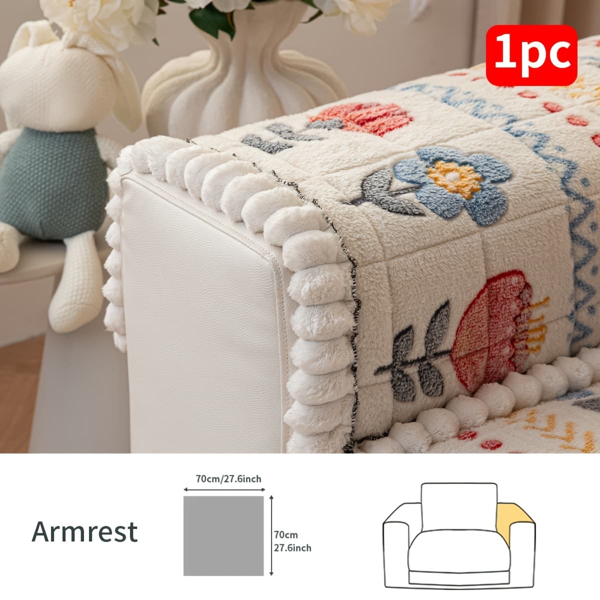 TEMU 1pc Spring Floral Pattern Sofa Cushion, Quilted Seat Pad With Non-slip Backing For Floor Use, Home Decor Sofa Pillow