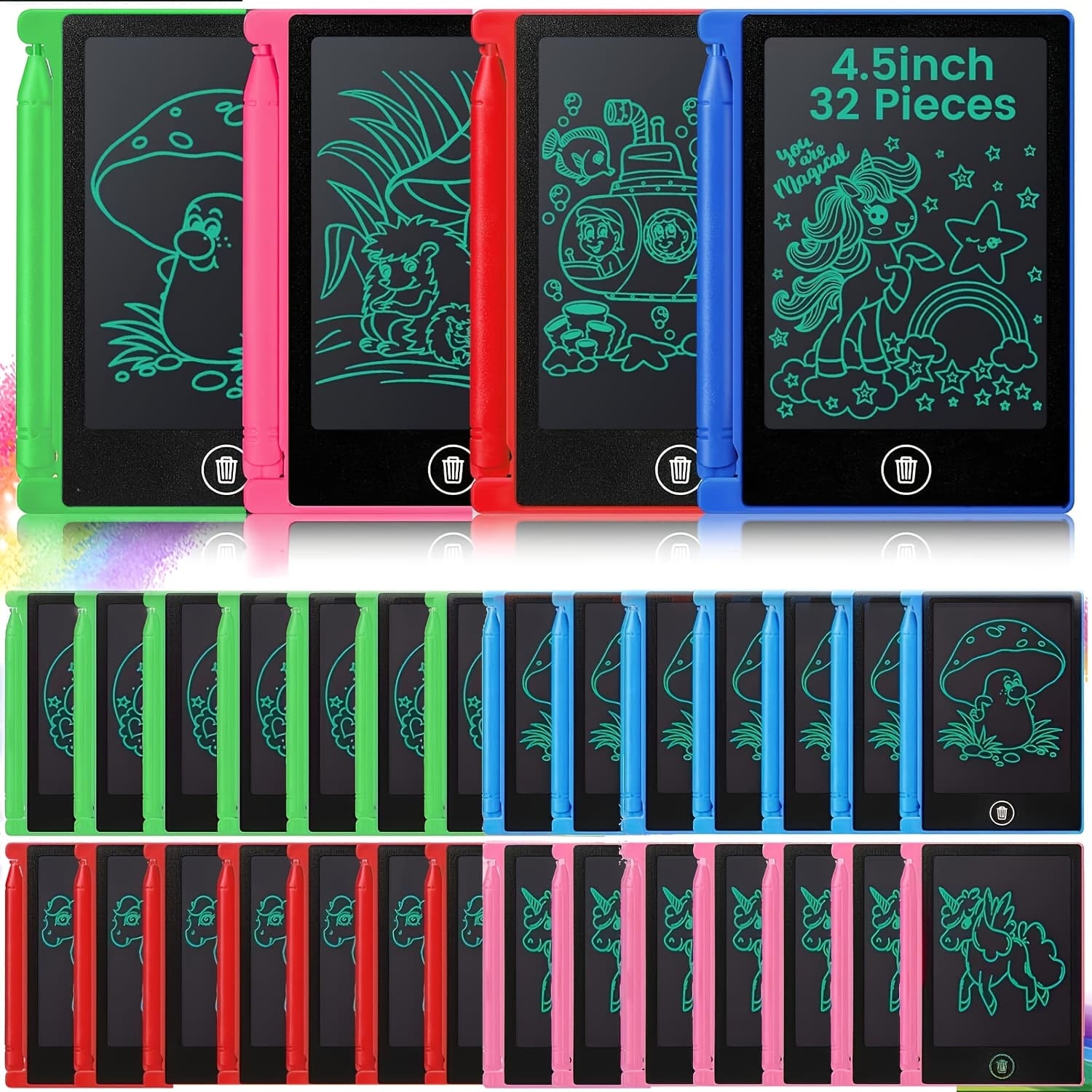 TEMU 32pcs 4.5inch Lcd Writing Board, Education Doodle Board Screen Drawing Pad Erasable Painting Pads Birthday Gifts Valentine's Day Stationery Easter Gifts For Of