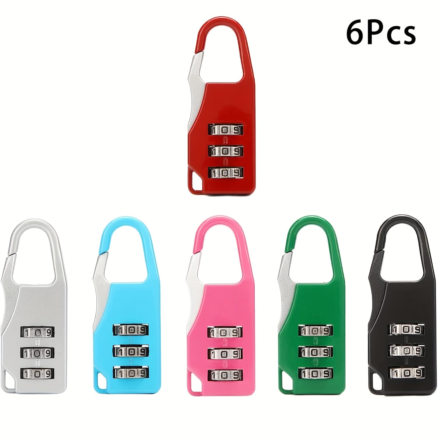 TEMU 6pcs Mini Combination Padlocks, Alloy Metal Material, Sturdy And Durable, Keyless No-battery Travel Locks For Backpack, Pencil Case, , Doors Lockers Fences Garages And