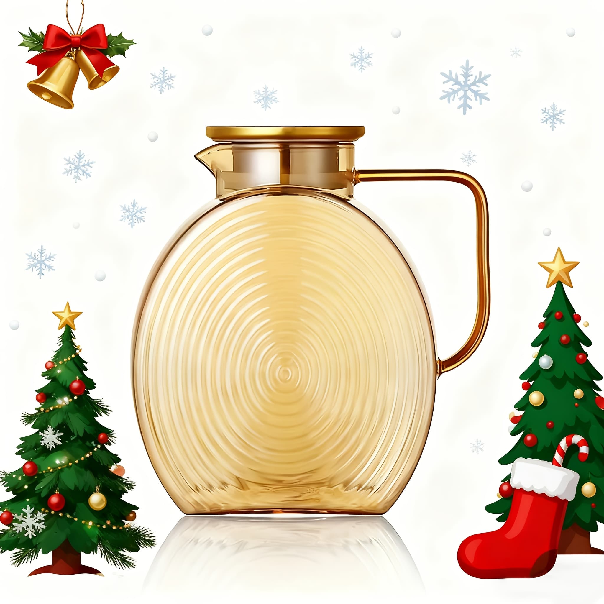 TEMU 77oz Large Glass Water Pitcher With Golden Lid For Fridge Wide Handle Coffee Carafe For Party Water Jug Lemonade Iced Tea Jug Juice Jar For Drinks 2.2l