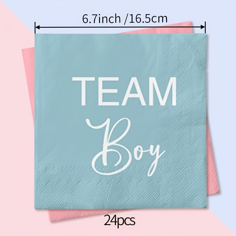 TEMU 24pcs Gender Reveal Theme Party Napkins, Suitable For Scrapbooking, Celebrations, Afternoon Tea, Birthdays, , Dessert Tables, Bars, Hotels, Camping, Picnics, Etc., Table Decoration Paper Napkins