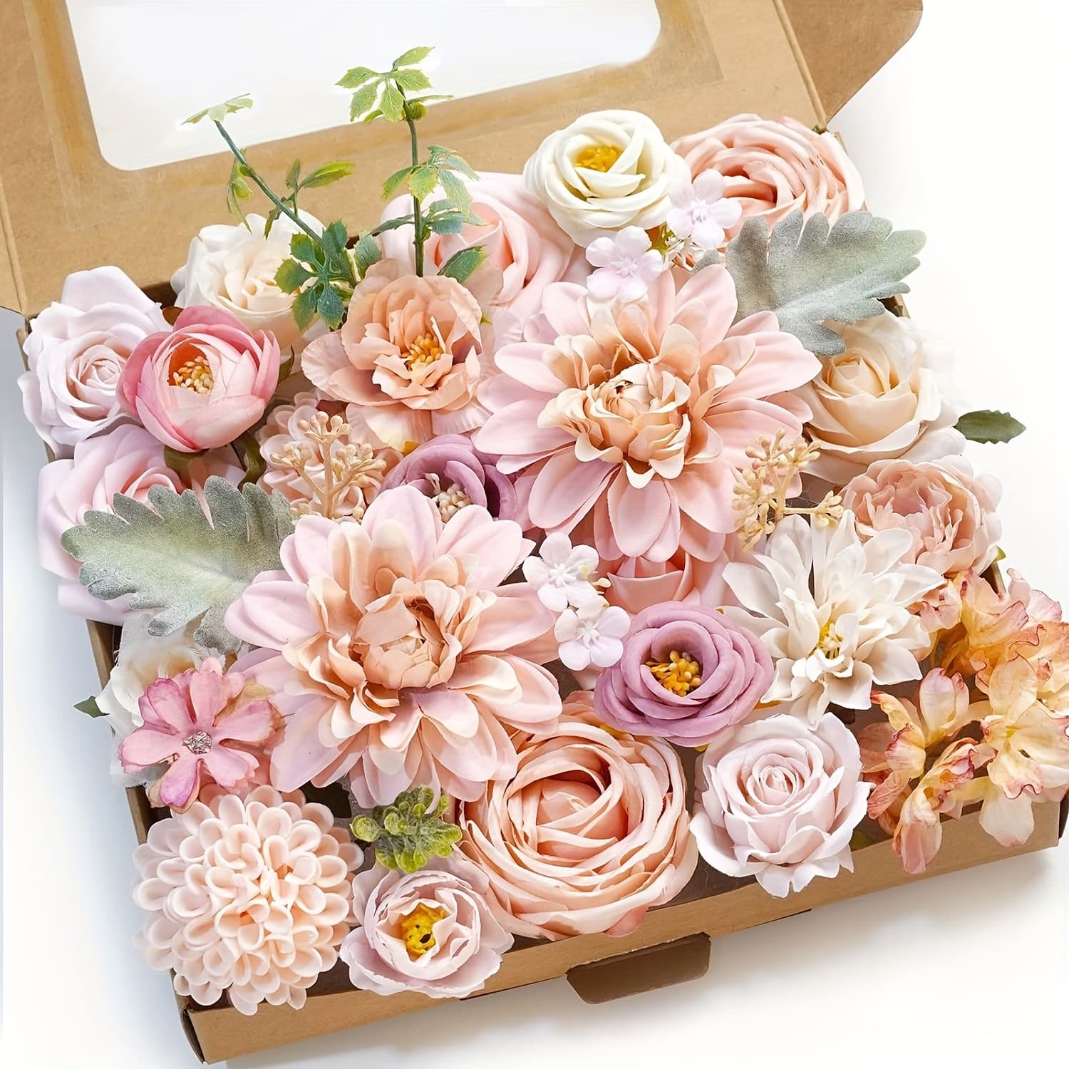 TEMU Artificial Flower Box Set With Artificial Flowers, Used For Piece Cake Decoration, Wedding Bouquet, Boutique, Home Decoration (pink) Valentine's