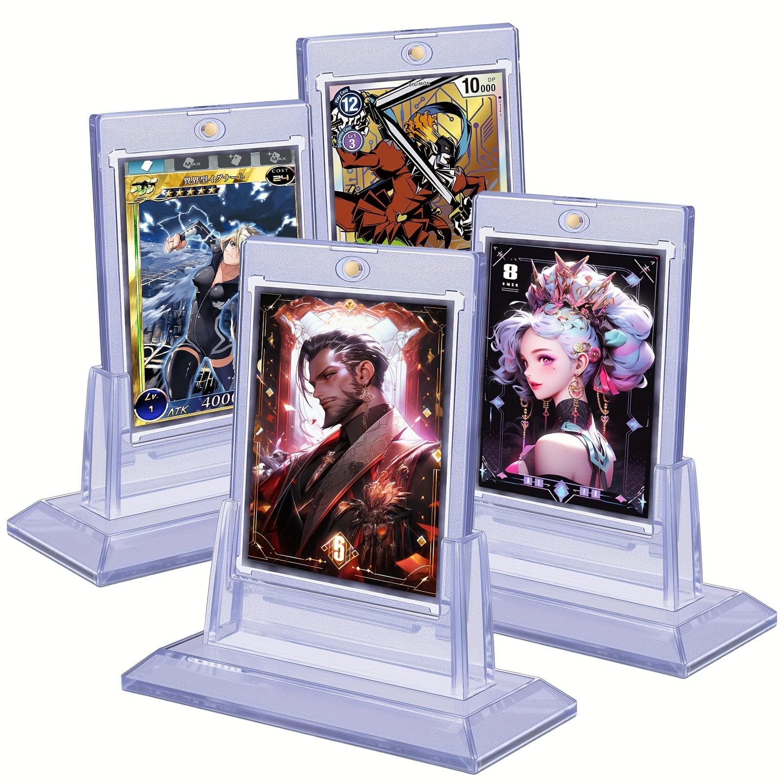 TEMU 4 Magnetic Card Holders For Trading Cards, Featuring Acrylic Base Stands, Suitable For Mtg, Game Cards, Sports Cards, Soccer Cards, And Baseball Cards