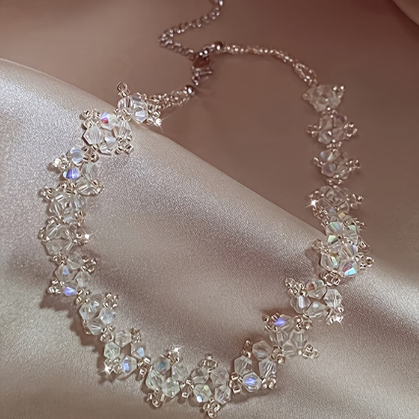TEMU 1pc Light Luxury Elegant Imitation Crystal Necklace, Daily Party Wedding Outfit Accessory, Anniversary New Year Birthday Holiday Gift