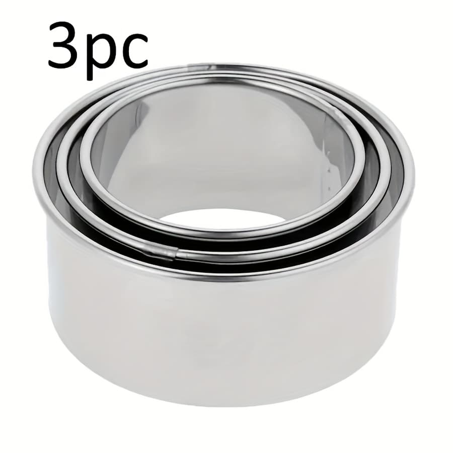 TEMU 3pcs Round Cookie Cutter Set, Stainless Steel Dumpling Wrapper Cutter, Kitchen Baking Tool For Making Pastries, , And Dumpling Wrappers, Ideal For Home And Restaurant Use